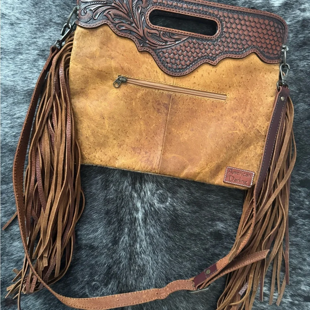 American Darling Hair on Cowhide Fringe Crossbody Bag - Picture 3 of 3